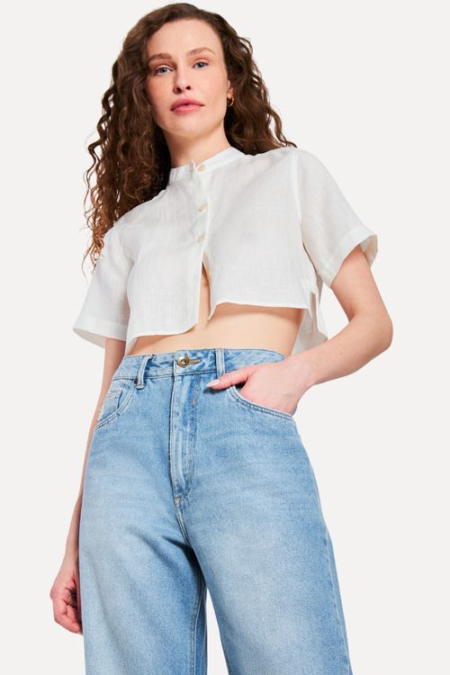 Camisa Cropped Linen