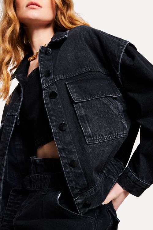 Jaqueta Black Jeans Oversized Bomber