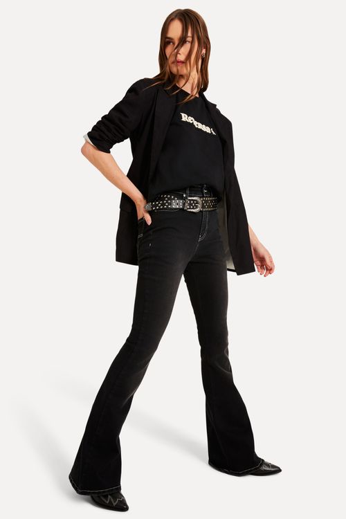 Calca Black Jeans Nina Flare