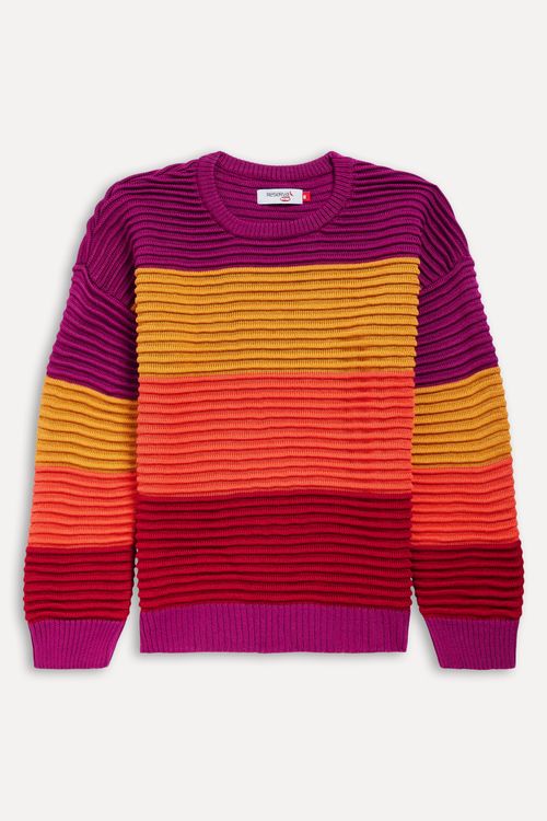 Casaco Menina Tricot Nervurado