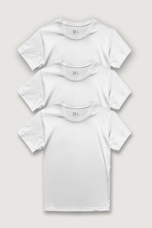 KIT 3 CAMISETAS BÁSICA BRANCA RESERVA