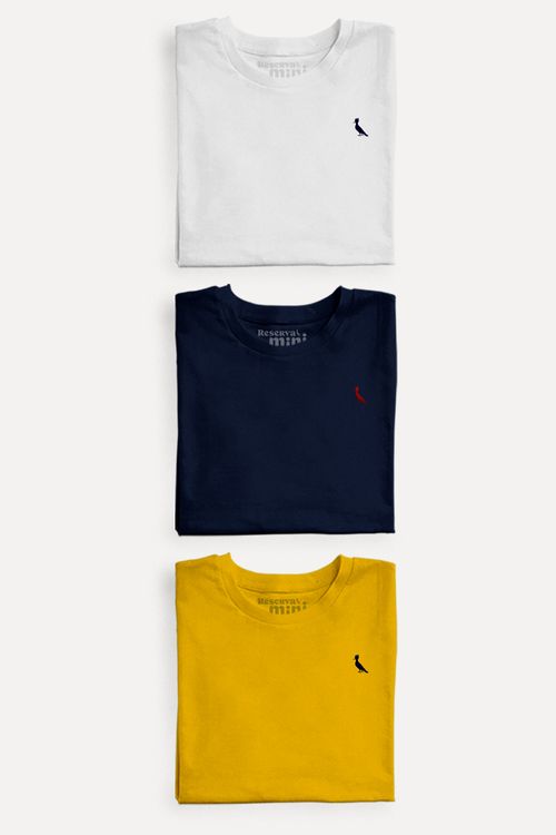KIT 3 CAMISETAS BRASA E GOTA AMARELO RESERVA MINI